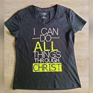 Black Women's V-Neck Tee | I can do all things through Christ